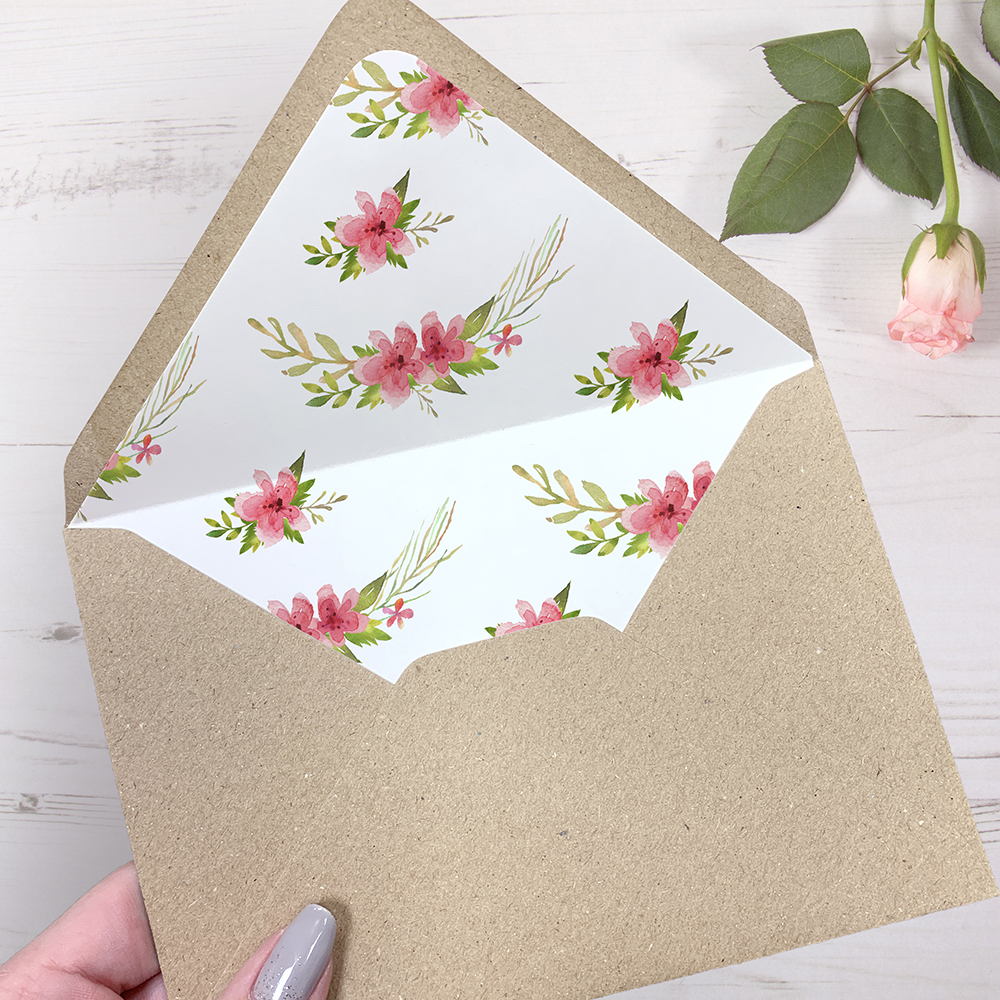 Printed Envelope Liners Pretty in Pink Vintage Prints